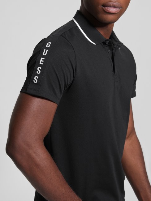 Polo Guess Paul Pique Tape Noir Jet