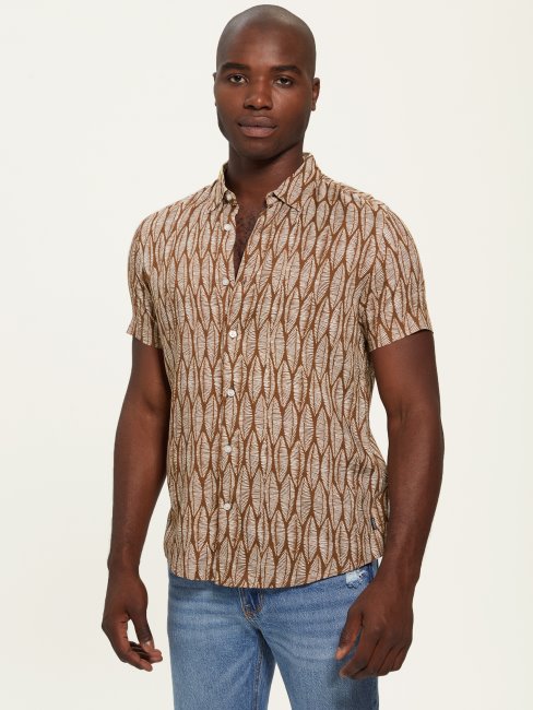 Chemise à Manches Courtes Feuilles écologiques Guess Feuilles Doublées Gravées