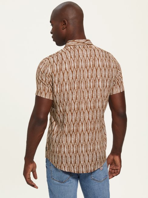 Chemise à Manches Courtes Feuilles écologiques Guess Feuilles Doublées Gravées
