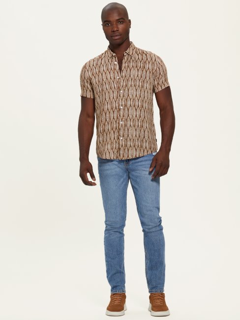 Chemise à Manches Courtes Feuilles écologiques Guess Feuilles Doublées Gravées