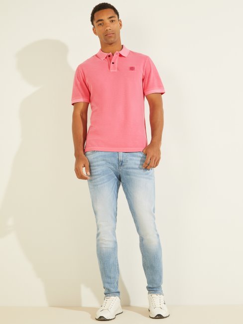 Polo Guess Rose Lueur Rose Délavé