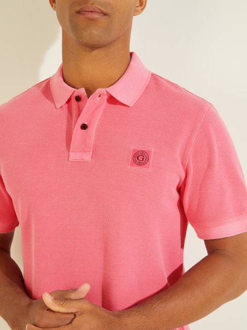 Polo Guess Rose Lueur Rose Délavé