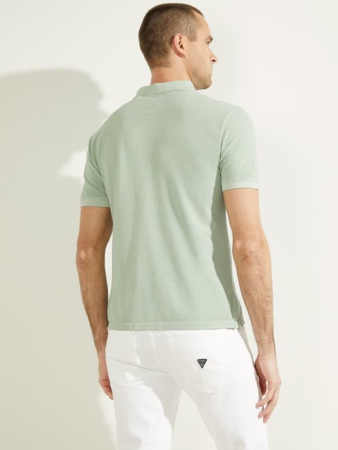 Guess Polo Lavé Poussière De Matcha