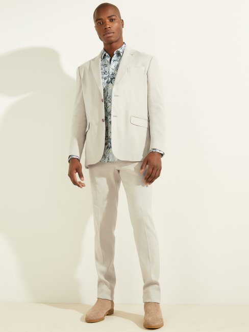 Blazer Droit En Mélange De Lin Noisette Guess