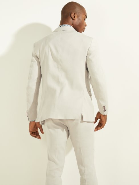 Blazer Droit En Mélange De Lin Noisette Guess