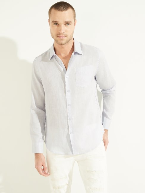 Chemise En Lin Eco Island Bleu Airway Guess