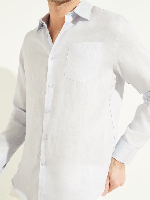 Chemise En Lin Eco Island Bleu Airway Guess