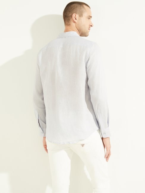 Chemise En Lin Eco Island Bleu Airway Guess