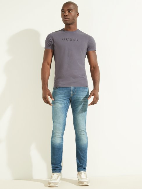 T-shirt à Logo Brodé Guess Violet Cendré