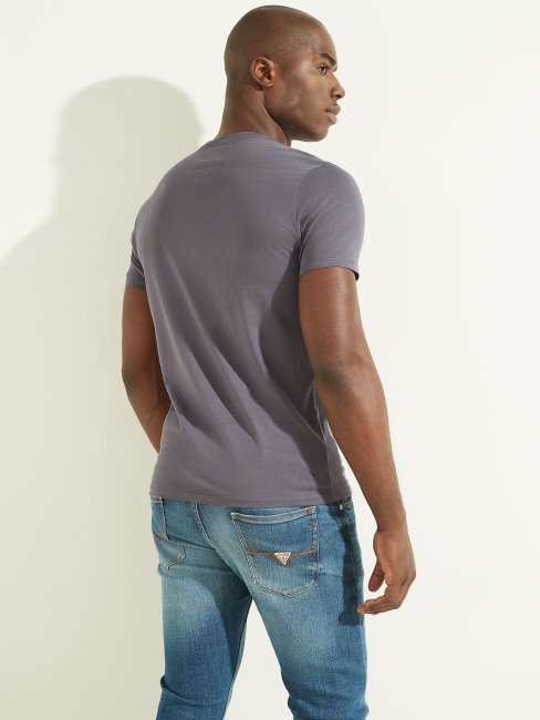 T-shirt à Logo Brodé Guess Violet Cendré