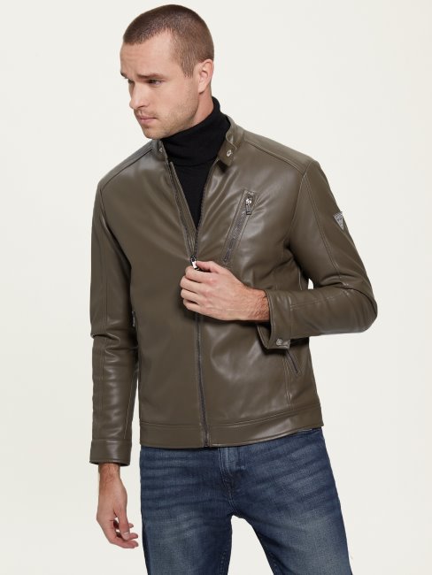 Veste Motard Simili Cuir General Marron Guess