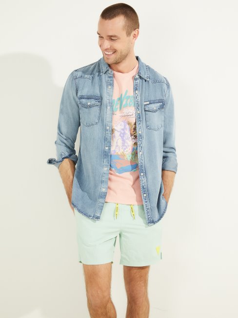 Chemise Western Coupe Slim En Jean Guess Bluestar