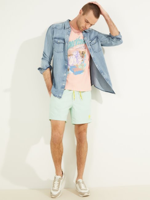 Chemise Western Coupe Slim En Jean Guess Bluestar