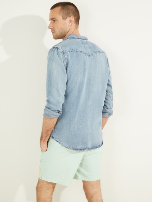 Chemise Western Coupe Slim En Jean Guess Bluestar