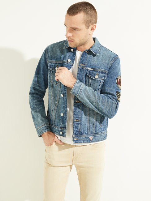 Guess True Blue Dillon Veste Brodée De Drapeaux