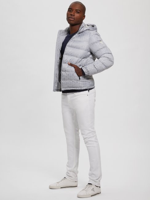 Veste Matelassée à Logo Allover Logo Gris Guess