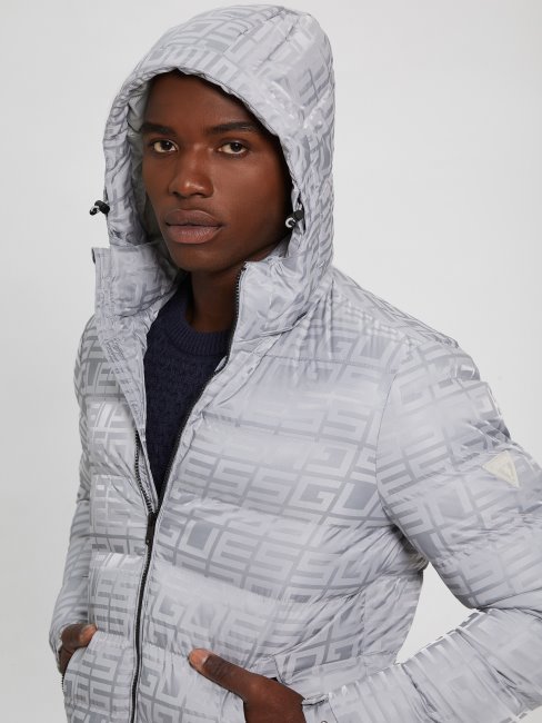 Veste Matelassée à Logo Allover Logo Gris Guess