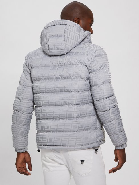 Veste Matelassée à Logo Allover Logo Gris Guess