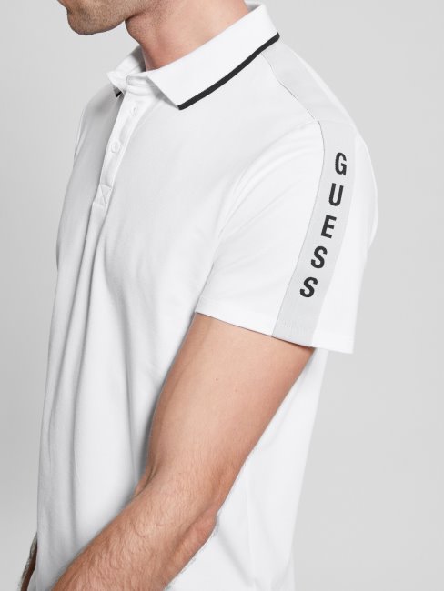 Polo Guess Paul Pique Tape Blanc Pur