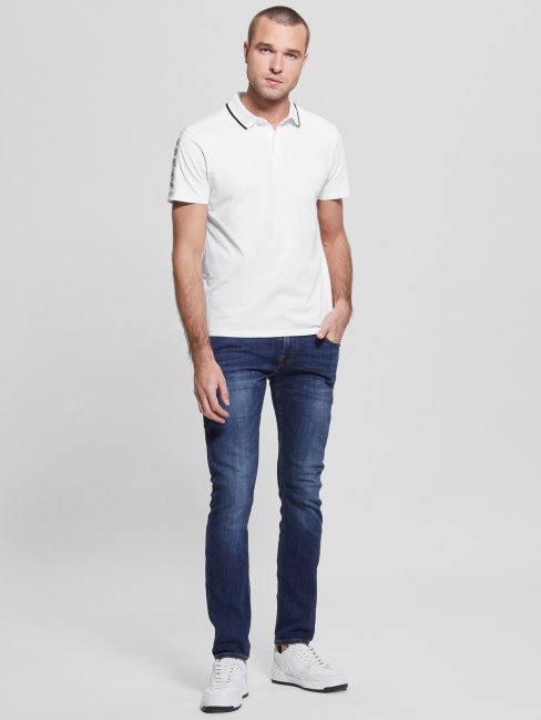 Polo Guess Paul Pique Tape Blanc Pur