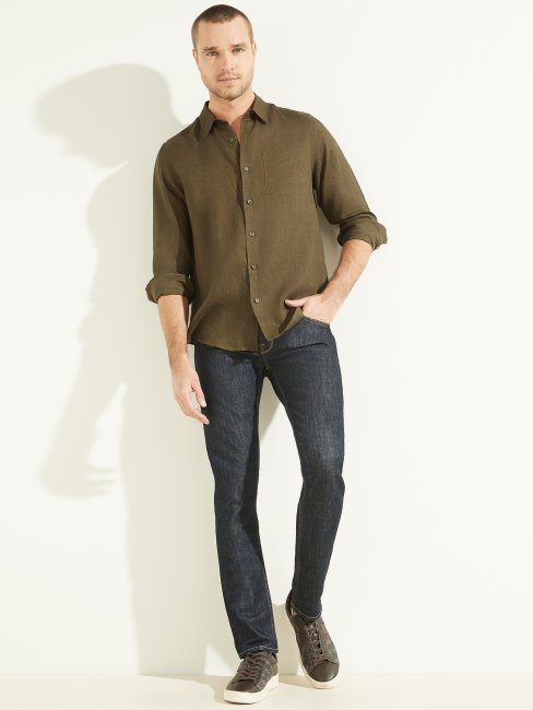 Chemise En Lin Vert Cantine Guess Eco Island