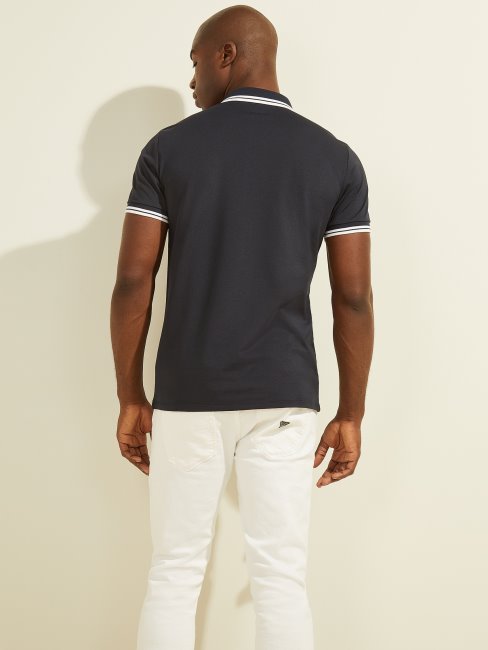 Guess Sports Pique Logo Polo Bleu élégant