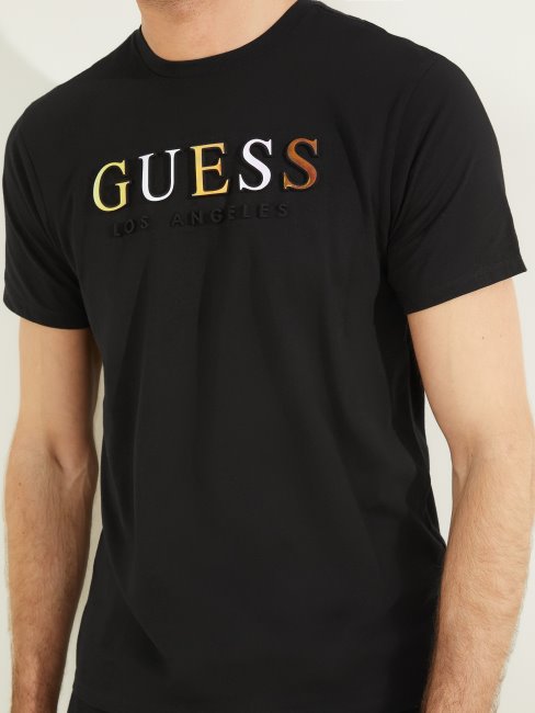T-shirt à Logo En Relief Noir Jet Guess