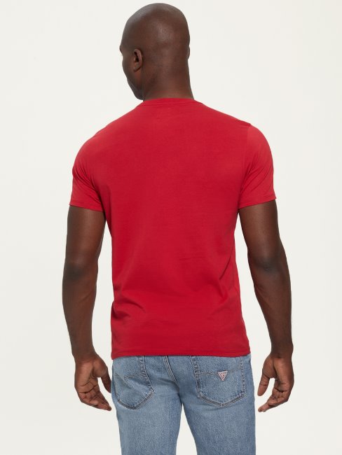 Tee Shirt Guess à Logo Brodé Rouge Piment