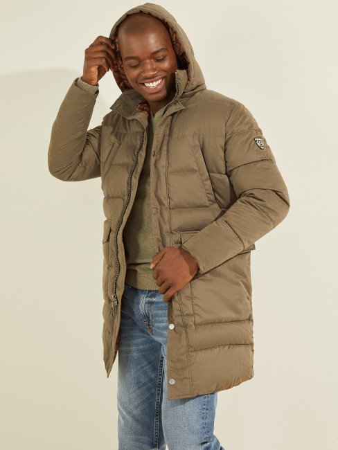 Doudoune En Nylon Alta Général Brun Guess