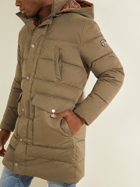 Doudoune En Nylon Alta Général Brun Guess