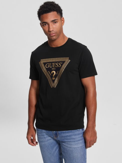 T-shirt Noir De Jais Avec Logo Chaîne Guess