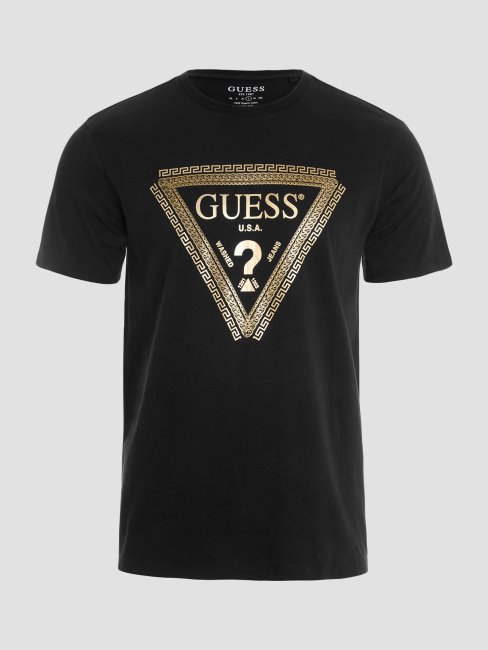 T-shirt Noir De Jais Avec Logo Chaîne Guess