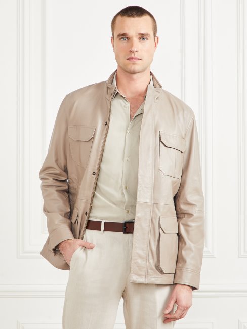 Veste Militaire En Cuir Guess Pasadena Stone