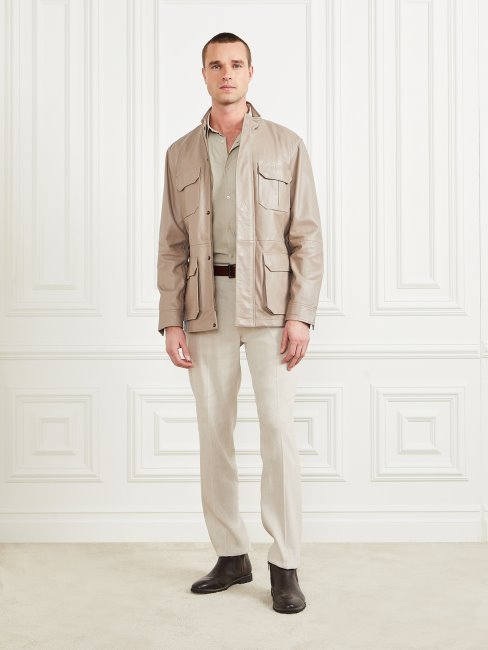 Veste Militaire En Cuir Guess Pasadena Stone