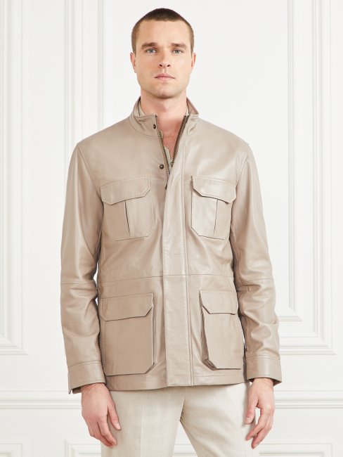 Veste Militaire En Cuir Guess Pasadena Stone