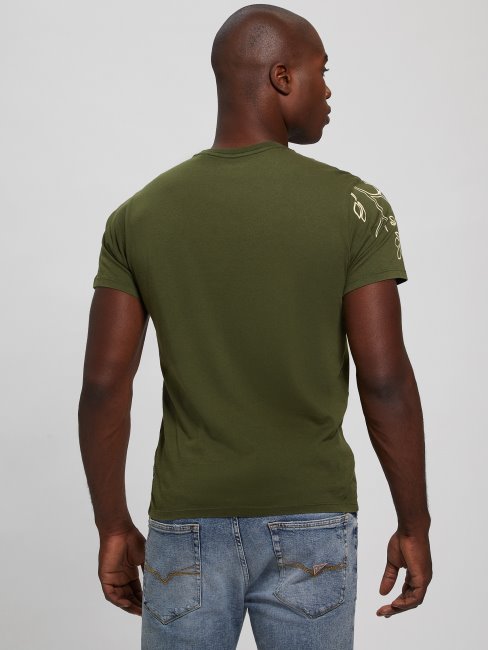 T-shirt Brodé Floral Multi Tigre Peyotl Vert Guess