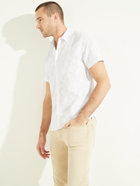 Chemise à Fleurs Brodées Guess Blanc Pur