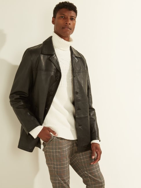 Guess Manteau De Voiture En Cuir Noir De Jais