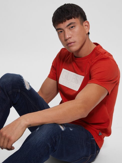 Tee Shirt Guess Eco Logo Rouge Vulcain