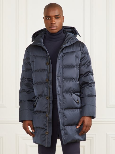 Veste Longue à Capuche En Sergé Bleu élégant Guess