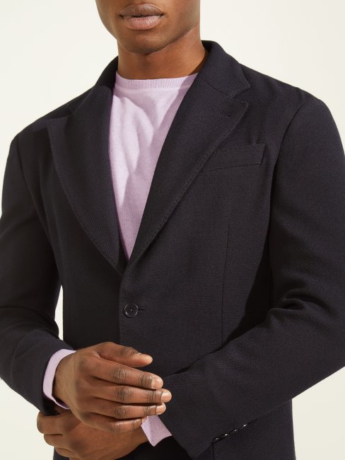 Blazer Guess Slim En Soie Bleu à Poches Plaquées