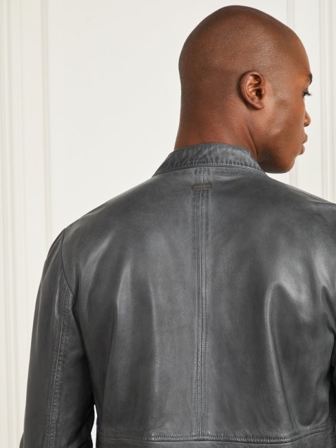 Guess Veste De Motard En Cuir Noir De Jais