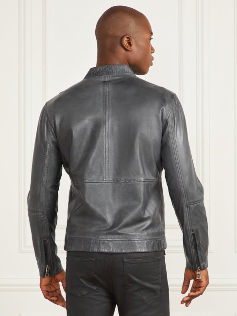 Guess Veste De Motard En Cuir Noir De Jais