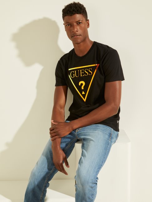 T-shirt à Logo Hologramme Noir Jet Guess