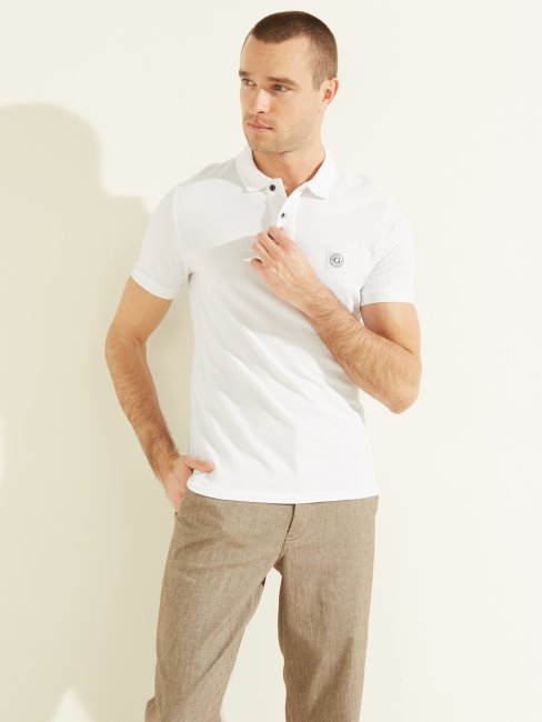 Guess Polo Délavé Blanc Pur