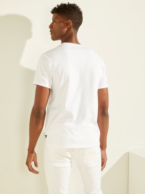 T-shirt Blanc à Logo Hologramme Guess