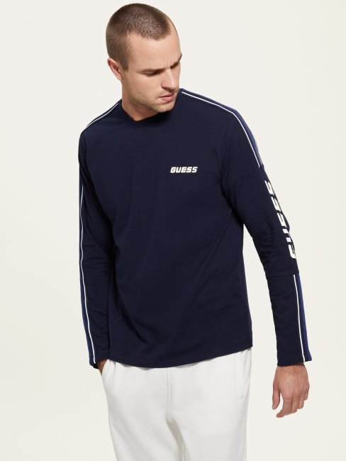 T-shirt à Manches Longues Avec Logo Bleu élégant Eco Darin Guess