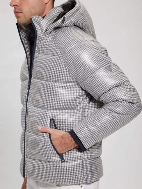 Guess Albaster Blanc Multi Highland Doudoune Pied De Poule