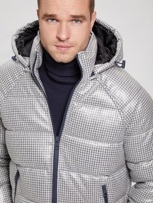 Guess Albaster Blanc Multi Highland Doudoune Pied De Poule