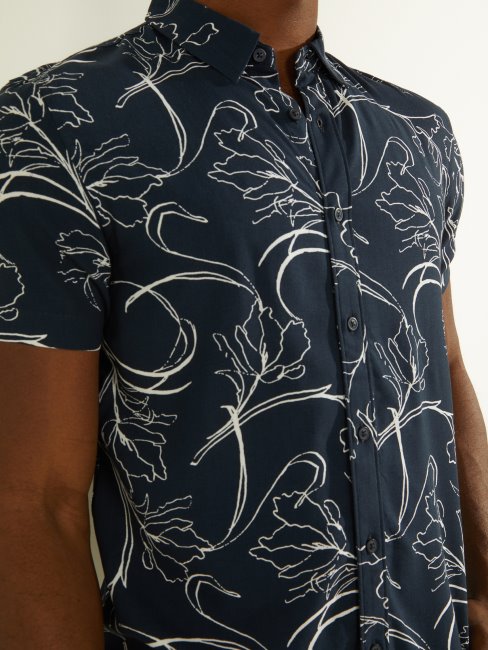 Chemise à Fleurs Du Pacifique En Rayonne écologique Smart Blue Multi Guess